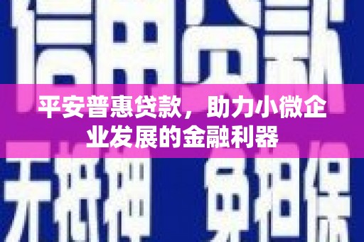 马村平安普惠贷款，助力小微企业发展的金融利器