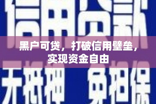 马村黑户可贷，打破信用壁垒，实现资金自由