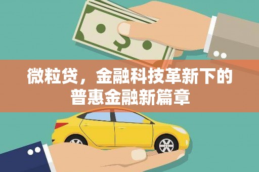 马村微粒贷，金融科技革新下的普惠金融新篇章