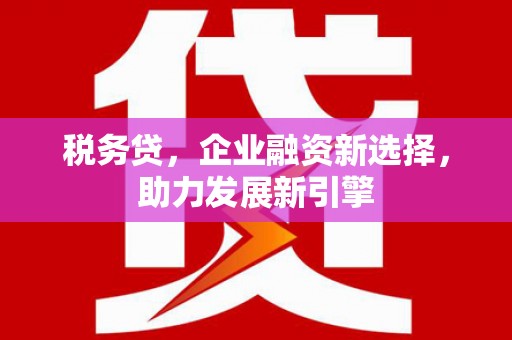 马村税务贷，企业融资新选择，助力发展新引擎