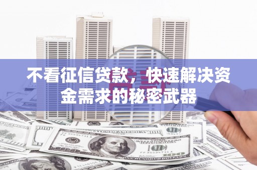 马村不看征信贷款，快速解决资金需求的秘密武器