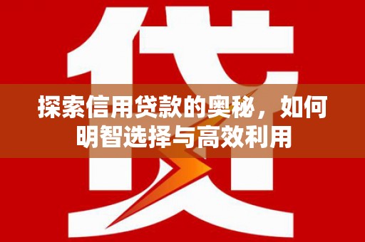 马村探索信用贷款的奥秘，如何明智选择与高效利用
