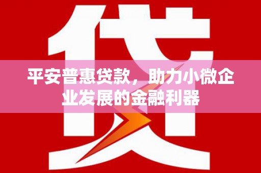 马村平安普惠贷款，助力小微企业发展的金融利器